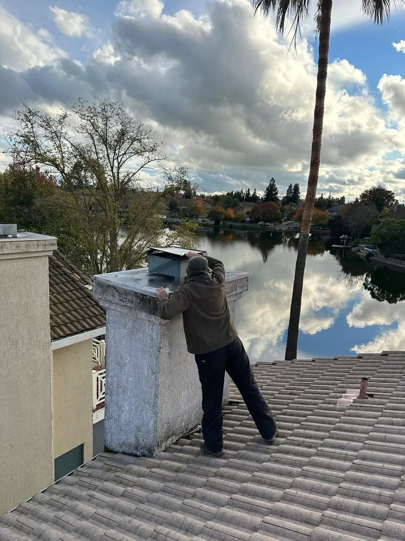 Inspecting the crown, cap and top courses at roof level