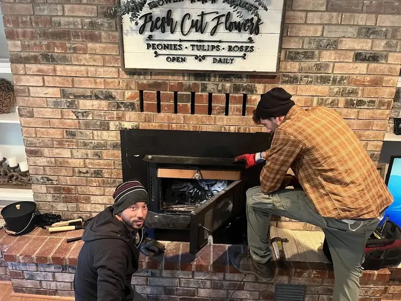 Firebox rebuilt with refractory mortar